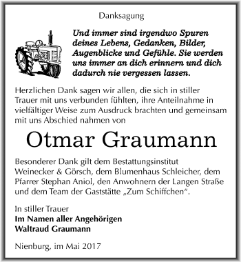 Traueranzeige von Otmar Graumann von Mitteldeutsche Zeitung Bernburg