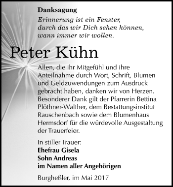 Traueranzeige von Peter Kühn von Mitteldeutsche Zeitung Naumburg/Nebra