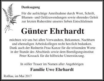 Traueranzeige von Günter Ehrhardt von WVG - Wochenspiegel Dessau / Köthen