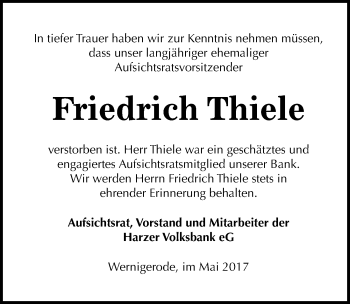 Traueranzeige von Friedrich Thiele von Mitteldeutsche Zeitung