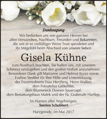 Traueranzeige von Gisela Kühne von WVG - Wochenspiegel Quedlinburg