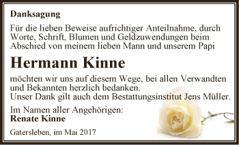 Traueranzeige von Hermann Kinne von Super Sonntag Aschersleben