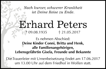 Traueranzeige von Erhard Peters von Mitteldeutsche Zeitung Bitterfeld