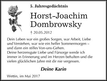 Traueranzeige von Horst-Joachim Dombrowsky von Mitteldeutsche Zeitung Halle/Saalkreis
