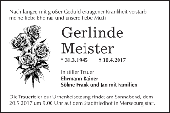 Traueranzeige von Ehemann Rainer von WVG - Wochenspiegel Merseburg