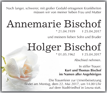 Traueranzeige von Annemarie und Holger Bischof von Mitteldeutsche Zeitung Merseburg/Querfurt