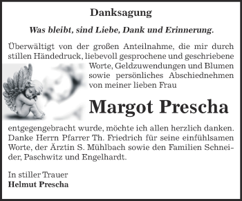 Traueranzeige von Margot Prescha von Super Sonntag Zeitz