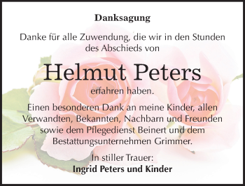 Traueranzeige von Helmut Peters von Mitteldeutsche Zeitung Mansfelder Land