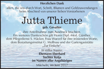 Traueranzeige von Jutta Thieme von WVG - Wochenspiegel Merseburg