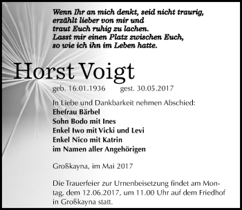 Traueranzeige von Horst Voigt von Mitteldeutsche Zeitung Merseburg/Querfurt