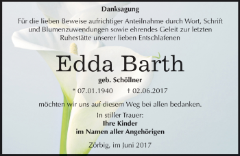 Traueranzeige von Edda Barth von Mitteldeutsche Zeitung Bitterfeld