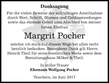 Traueranzeige von Margrit Pocher von Mitteldeutsche Zeitung Weißenfels