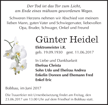 Traueranzeige von Günter Heidel von Mitteldeutsche Zeitung Bitterfeld