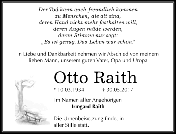 Traueranzeige von Otto Raith von Mitteldeutsche Zeitung Halle/Saalkreis