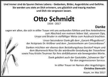 Traueranzeige von Otto Schmidt von Mitteldeutsche Zeitung Aschersleben