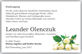 Traueranzeige von Leander Olenczuk von Mitteldeutsche Zeitung Merseburg/Querfurt