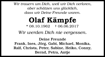 Traueranzeige von Olaf Kämpfe von Mitteldeutsche Zeitung Dessau-Roßlau