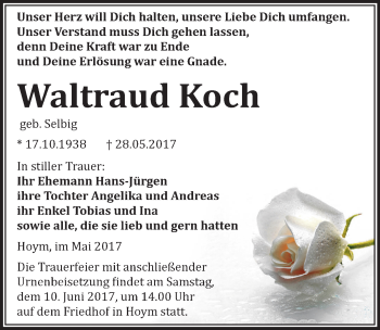 Traueranzeige von Waltraud Koch von Mitteldeutsche Zeitung Aschersleben