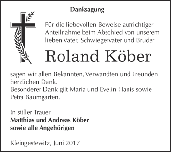 Traueranzeige von Roland Köber von WVG - Wochenspiegel NMB / WSF / ZTZ