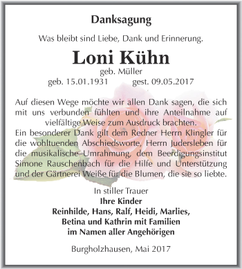 Traueranzeige von Loni Kühn von WVG - Wochenspiegel NMB / WSF / ZTZ