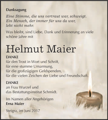 Traueranzeige von Helmut Maier von Super Sonntag Merseburg