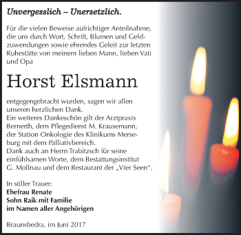 Traueranzeige von Horst Elsmann von Mitteldeutsche Zeitung Merseburg/Querfurt