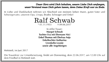 Traueranzeige von Ralf Schwab von Mitteldeutsche Zeitung Mansfelder Land