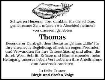 Traueranzeige von Thomas  von Mitteldeutsche Zeitung Dessau-Roßlau