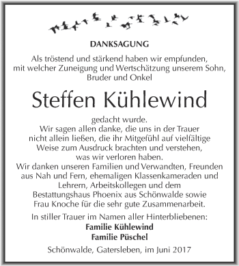 Traueranzeige von Steffen Kühlewind von Super Sonntag Aschersleben