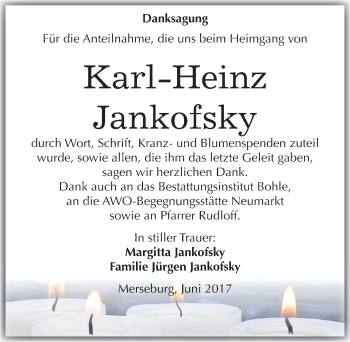 Traueranzeige von Karl-Heinz Jankofsky von Mitteldeutsche Zeitung Merseburg/Querfurt