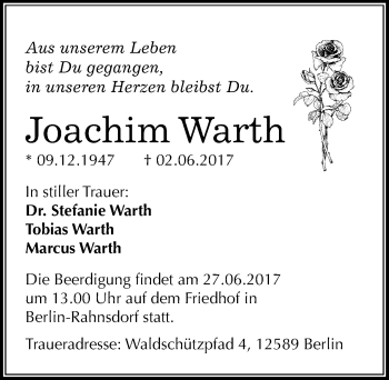 Traueranzeige von Joachim Warth von Mitteldeutsche Zeitung Naumburg/Nebra