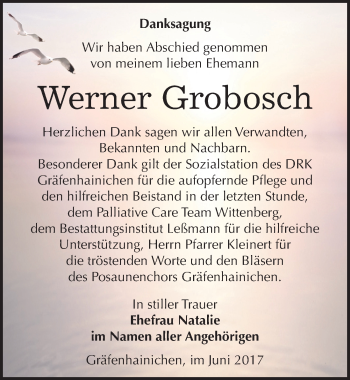 Traueranzeige von Werner Grobosch von Mitteldeutsche Zeitung Wittenberg