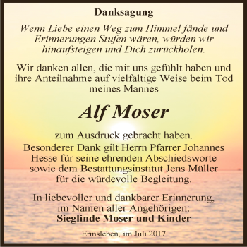 Traueranzeige von Alf Moser von Super Sonntag Aschersleben