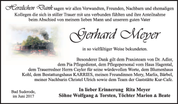 Traueranzeige von Gerhard Meyer von WVG - Wochenspiegel Quedlinburg
