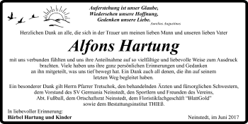 Traueranzeige von Alfons Hartung von Mitteldeutsche Zeitung Quedlinburg