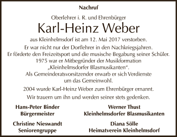 Traueranzeige von Karl-Heinz Weber von Super Sonntag Zeitz
