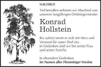 Traueranzeige von Konrad Hollstein von WVG - Wochenspiegel NMB / WSF / ZTZ