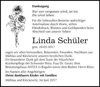 Traueranzeige von Linda Schüler von Mitteldeutsche Zeitung