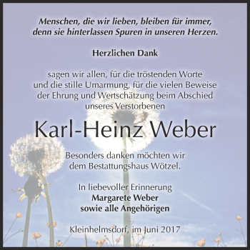 Traueranzeige von Karl-Heinz Weber von Super Sonntag Zeitz