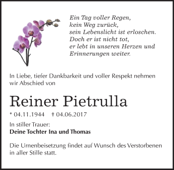 Traueranzeige von Reiner Pietrulla von Mitteldeutsche Zeitung Bitterfeld