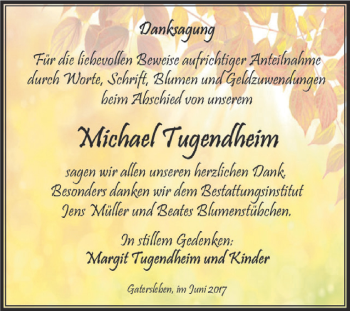 Traueranzeige von Michael Tugendheim von Super Sonntag Aschersleben