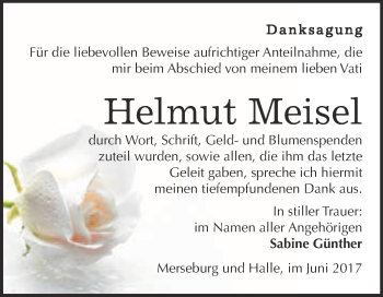 Traueranzeige von Helmut Meisel von WVG - Wochenspiegel Merseburg