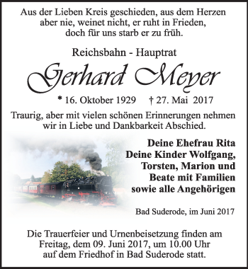Traueranzeige von Gerhard Meyer von Mitteldeutsche Zeitung
