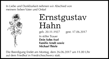 Traueranzeige von Ernstgustav Hahn von Mitteldeutsche Zeitung Halle/Saalkreis