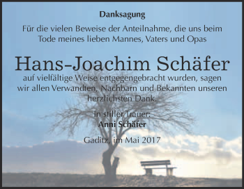 Traueranzeige von Hans-Joachim Schäfer von WVG - Wochenspiegel Wittenberg