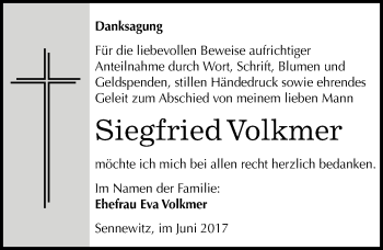 Traueranzeige von Siegfried Volkmer von Mitteldeutsche Zeitung Halle/Saalkreis
