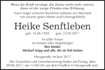 Traueranzeige von Heike Senftleben von Super Sonntag Quedlinburg