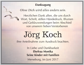 Traueranzeige von Jörg Koch von WVG - Wochenspiegel Merseburg