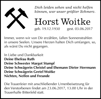 Traueranzeige von Horst Woitke von Mitteldeutsche Zeitung Bitterfeld