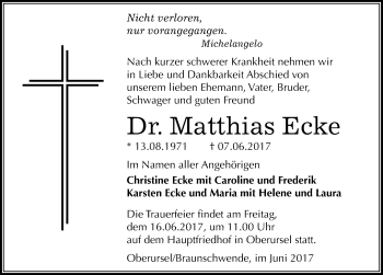 Traueranzeige von Matthias Ecke von Mitteldeutsche Zeitung